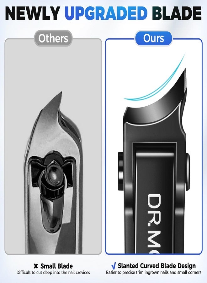 درمود مقص أظافر قدم مائل للأظافر السميكة لكبار السن، مقص أظافر قدم شديد التحمل للرجال للأظافر الغائرة السميكة بفتحة فك واسعة، مقص أظافر كبير منحني - أسود - Image 2